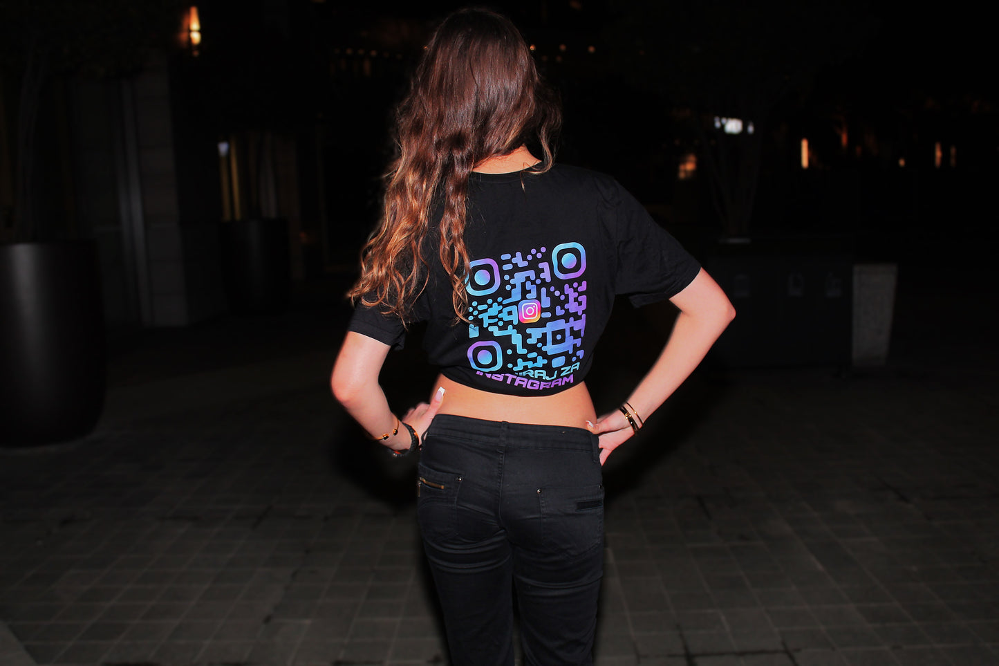 💙PLAVO - ROZE💜/QR KOD OVERSIZE CRNA MAJICA UNISEX