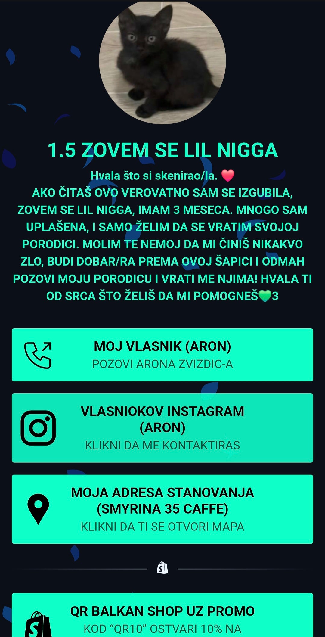 "NOVO" IZGUBLJENA ŠAPICA PRIVEZAK – DIGITALNA LIČNA KARTA ZA LJUBIMCE, SA PODACIMA VLASNIKA