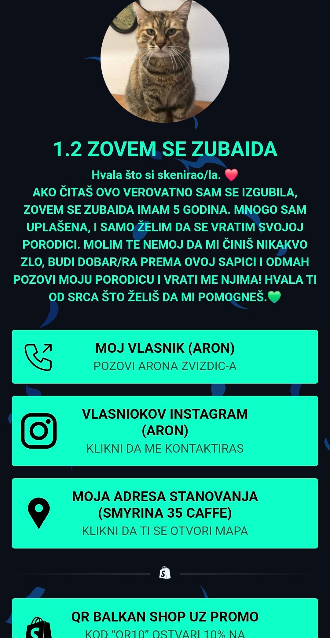 "NOVO" IZGUBLJENA ŠAPICA PRIVEZAK – DIGITALNA LIČNA KARTA ZA LJUBIMCE, SA PODACIMA VLASNIKA