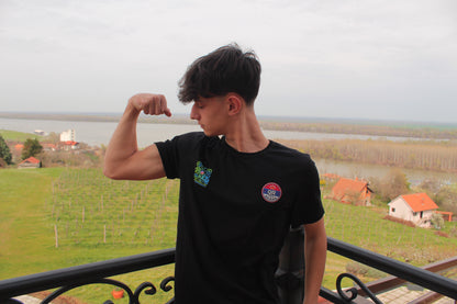 💙PLAVO - ZELENI💚/QR KOD OVERSIZE CRNA MAJICA UNISEX