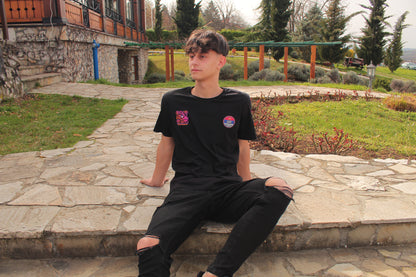 💜ROZE - NARANDŽASTI🧡/QR KOD OVERSIZE CRNA MAJICA UNISEX