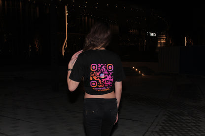 💜ROZE - NARANDŽASTI🧡/QR KOD OVERSIZE CRNA MAJICA UNISEX
