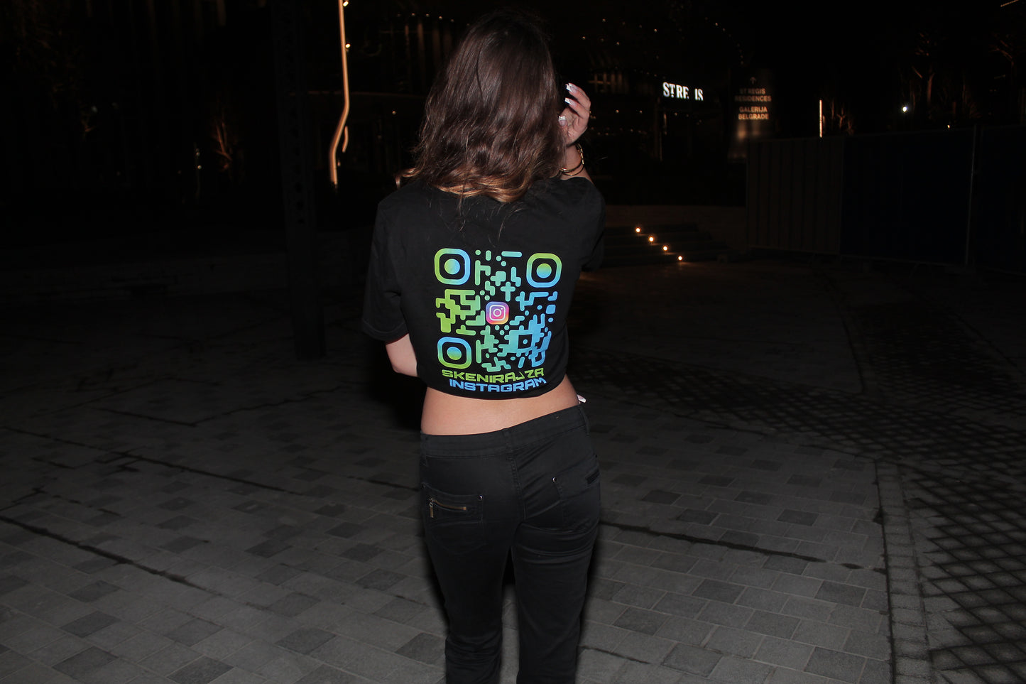 💙PLAVO - ZELENI💚/QR KOD OVERSIZE CRNA MAJICA UNISEX