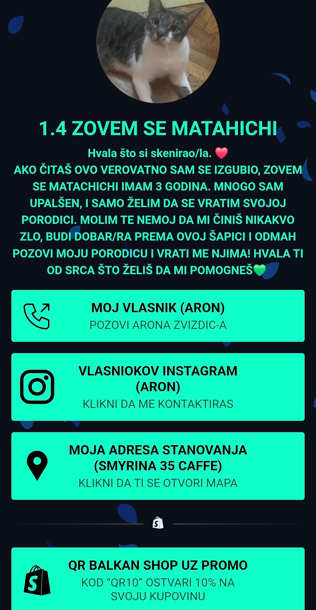 "NOVO" IZGUBLJENA ŠAPICA PRIVEZAK – DIGITALNA LIČNA KARTA ZA LJUBIMCE, SA PODACIMA VLASNIKA