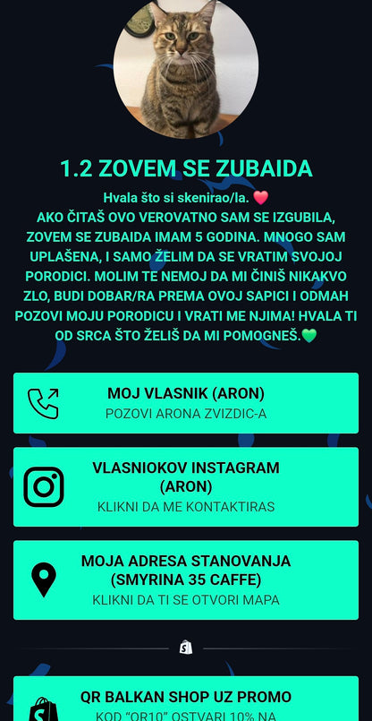 "NOVO" IZGUBLJENA ŠAPICA PRIVEZAK – DIGITALNA LIČNA KARTA ZA LJUBIMCE, SA PODACIMA VLASNIKA