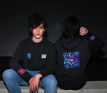 💙PLAVO - ROZE💜/QR KOD OVERSIZE CRNI DUKS UNISEX