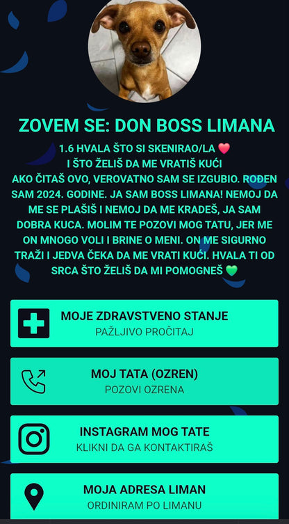 0 Izgubljena Šapica – QR Privezak za Ljubimce