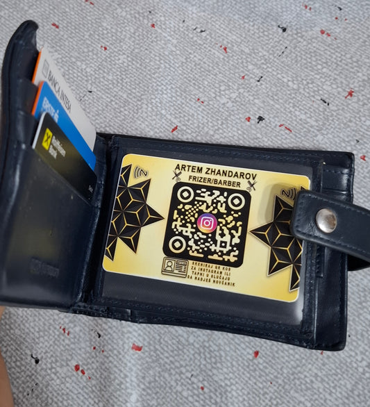 2 U 1 ZLATNA QR KARTICA - ČUVAR NOVČANIKA I VIZIT KARTICA