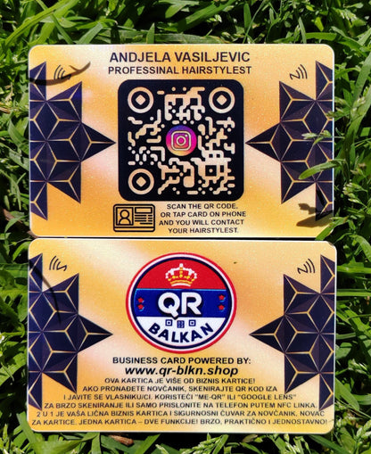 2 U 1 ZLATNA QR KARTICA - ČUVAR NOVČANIKA I VIZIT KARTICA