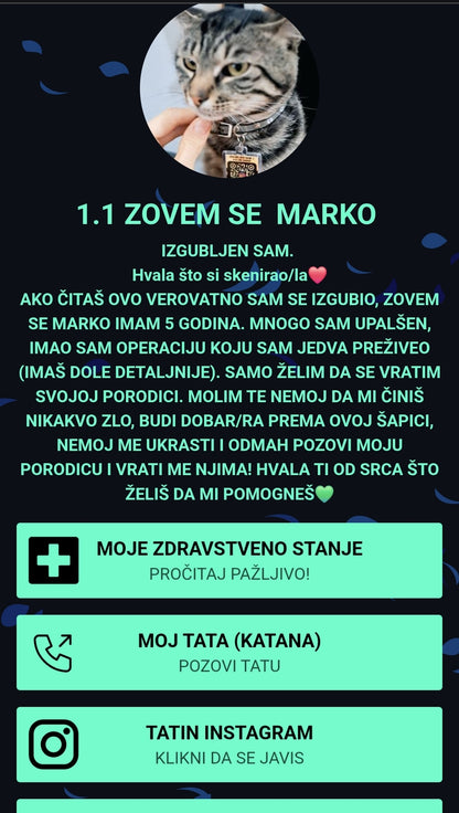 0 Izgubljena Šapica – QR Privezak za Ljubimce