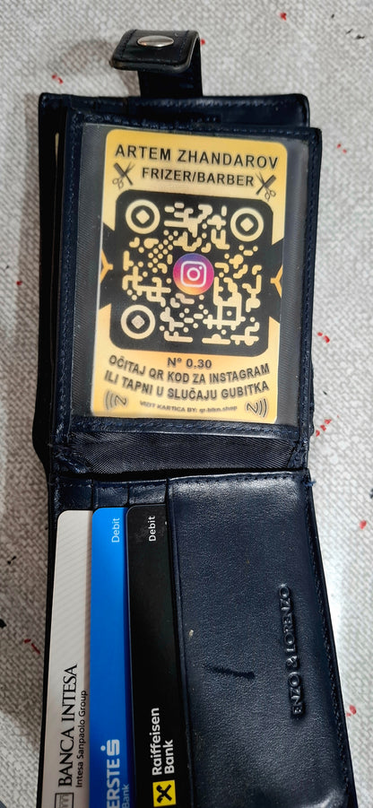2 U 1 ZLATNA QR KARTICA - ČUVAR NOVČANIKA I VIZIT KARTICA